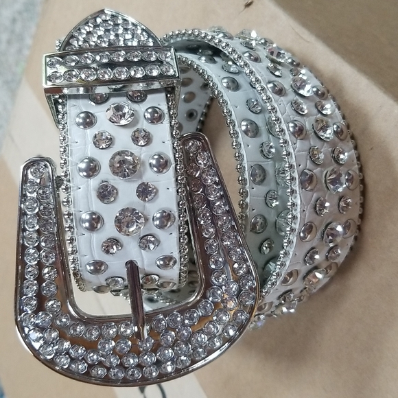 Accessories - Belt Western Rhinestone Belts Bling White Cowgirl Rodeo Party Sparkly Belt